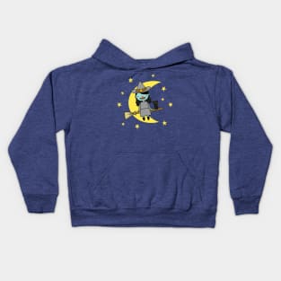 Witch on a broomstick with black cat Kids Hoodie